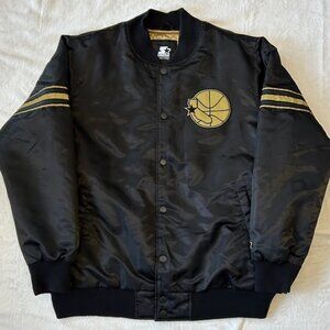 Golden State Warriors Starter "Black Label" Satin Style Jacket